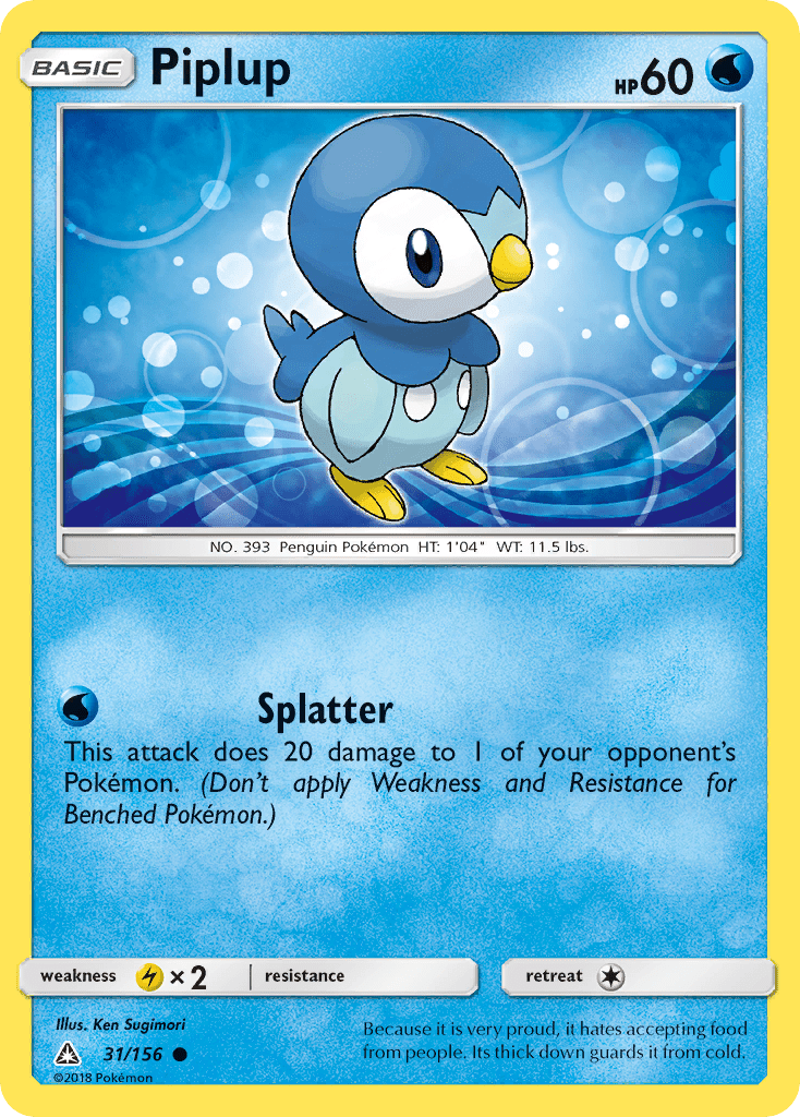 Piplup (31/156) [Sun & Moon: Ultra Prism] Pokemon Single Pokémon  | Multizone: Comics And Games