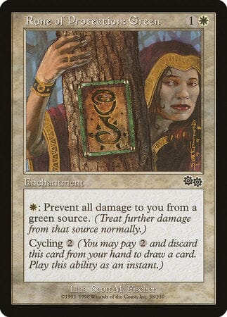 Rune of Protection: Green [Urza's Saga] MTG Single Magic: The Gathering  | Multizone: Comics And Games