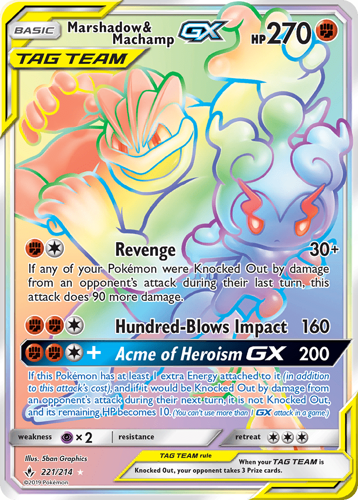 Marshadow & Machamp GX (221/214) [Sun & Moon: Unbroken Bonds] Pokemon Single Pokémon  | Multizone: Comics And Games