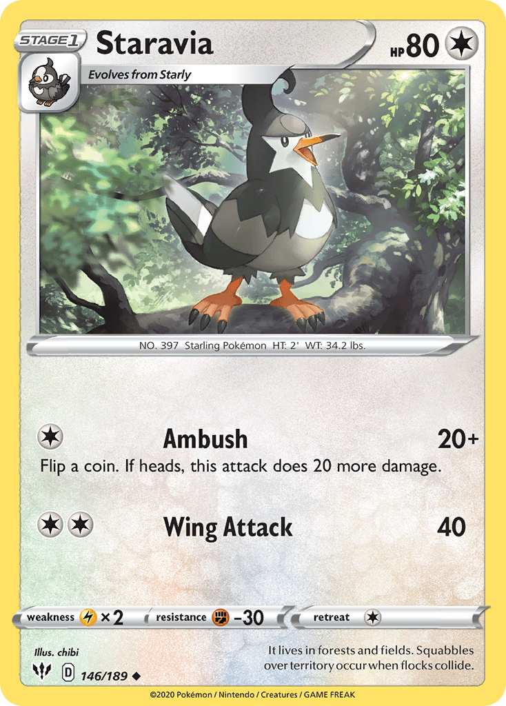Staravia (146/189) [Sword & Shield: Darkness Ablaze] Pokemon Single Pokémon  | Multizone: Comics And Games