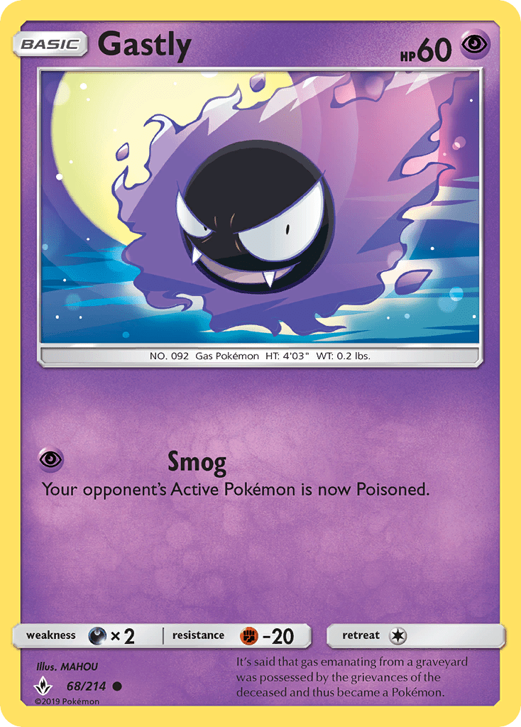 Gastly (68/214) [Sun & Moon: Unbroken Bonds] Pokemon Single Pokémon  | Multizone: Comics And Games