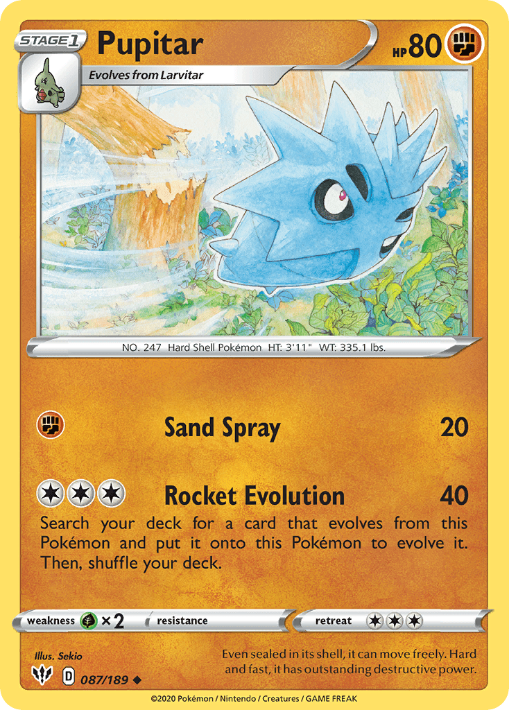 Pupitar (087/189) [Sword & Shield: Darkness Ablaze] Pokemon Single Pokémon  | Multizone: Comics And Games