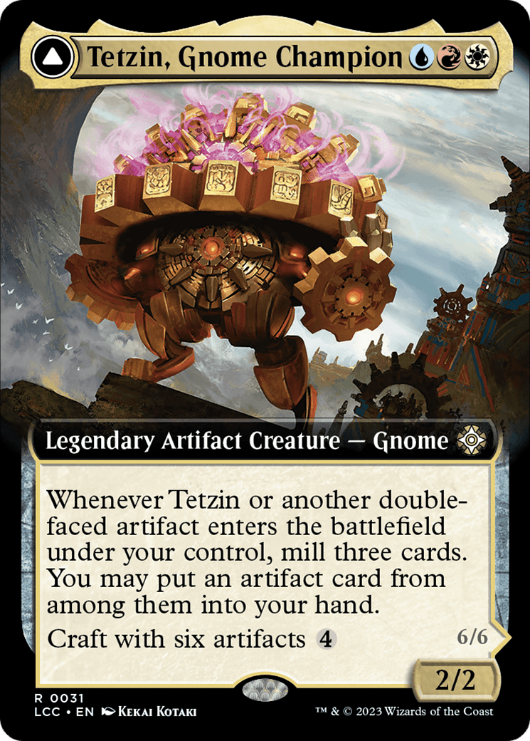 Tetzin, Gnome Champion // The Golden-Gear Colossus (Extended Art) [The Lost Caverns of Ixalan Commander] MTG Single Magic: The Gathering  | Multizone: Comics And Games