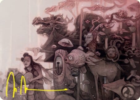 March of Burgeoning Life Art Card (Gold-Stamped Signature) [Kamigawa: Neon Dynasty Art Series] MTG Single Magic: The Gathering  | Multizone: Comics And Games