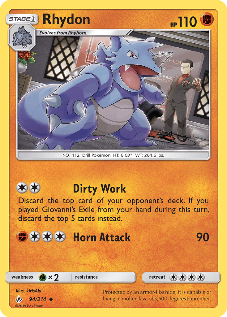 Rhydon (94/214) [Sun & Moon: Unbroken Bonds] Pokemon Single Pokémon  | Multizone: Comics And Games
