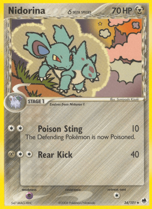 Nidorina (34/101) (Delta Species) [EX: Dragon Frontiers] Pokemon Single Pokémon  | Multizone: Comics And Games