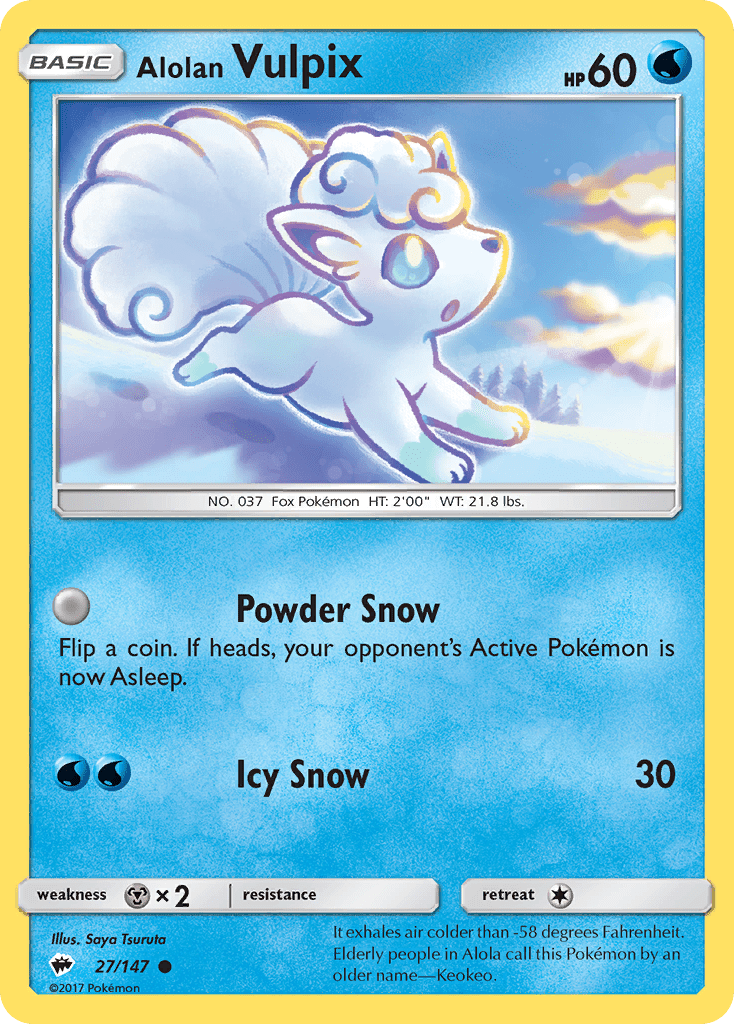 Alolan Vulpix (27/147) [Sun & Moon: Burning Shadows] Pokemon Single Pokémon  | Multizone: Comics And Games