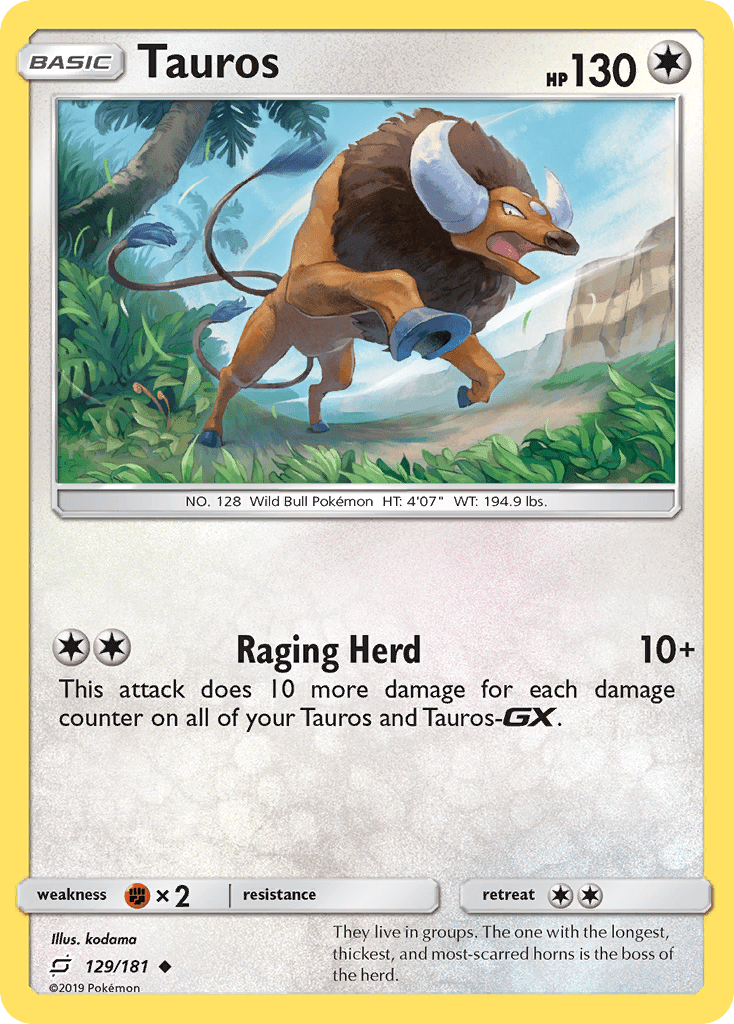 Tauros (129/181) [Sun & Moon: Team Up] Pokemon Single Pokémon  | Multizone: Comics And Games