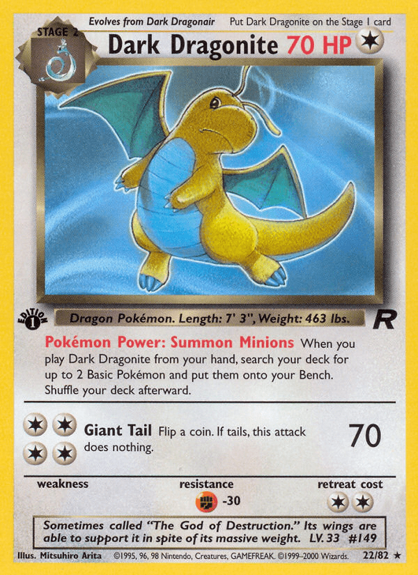 Dark Dragonite (22/82) [Team Rocket 1st Edition] Pokemon Single Pokémon  | Multizone: Comics And Games