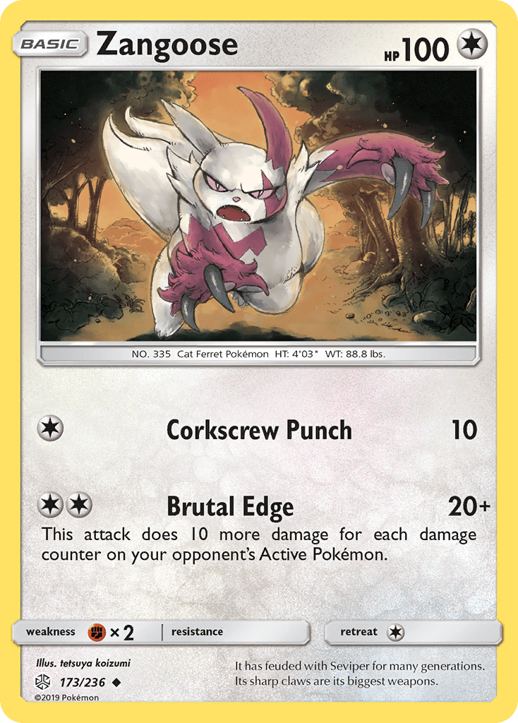 Zangoose (173/236) [Sun & Moon: Cosmic Eclipse] Pokemon Single Pokémon  | Multizone: Comics And Games