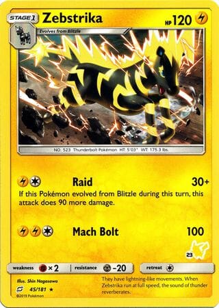 Zebstrika (45/181) (Pikachu Stamp #23) [Battle Academy 2020] Pokemon Single Pokémon  | Multizone: Comics And Games