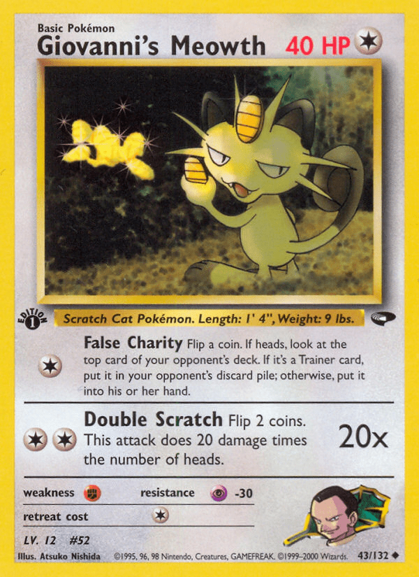 Giovanni's Meowth (43/132) [Gym Challenge 1st Edition] Pokemon Single Pokémon  | Multizone: Comics And Games