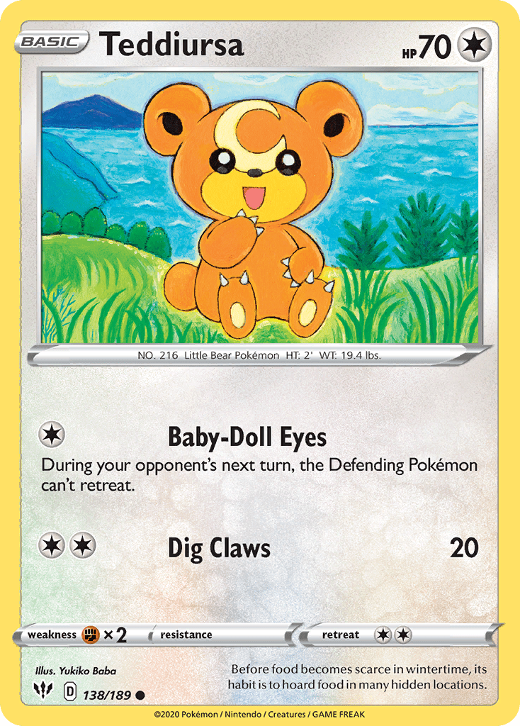 Teddiursa (138/189) [Sword & Shield: Darkness Ablaze] Pokemon Single Pokémon  | Multizone: Comics And Games
