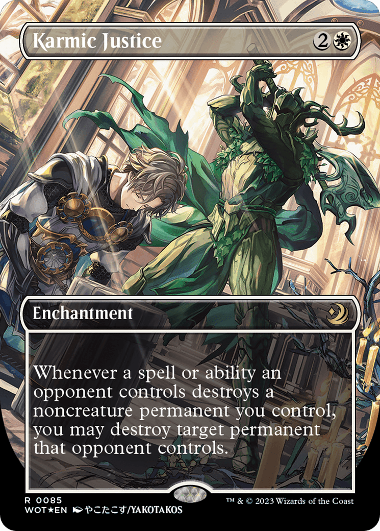 Karmic Justice (Anime Borderless) (Confetti Foil) [Wilds of Eldraine: Enchanting Tales] MTG Single Magic: The Gathering  | Multizone: Comics And Games