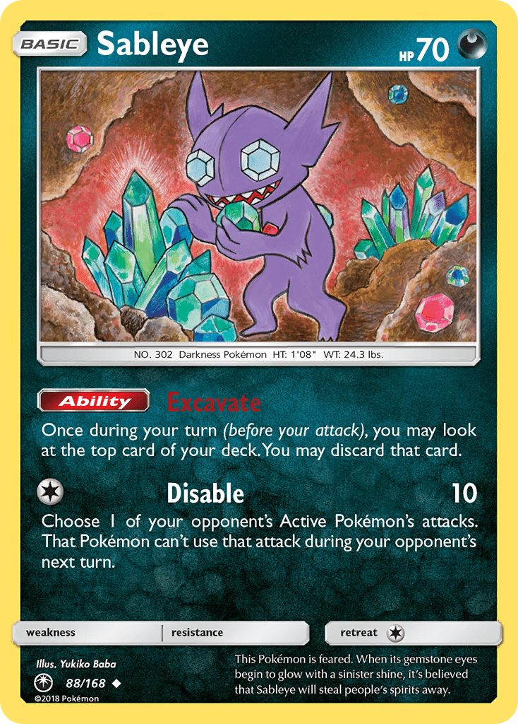 Sableye (88/168) [Sun & Moon: Celestial Storm] Pokemon Single Pokémon  | Multizone: Comics And Games