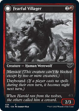 Fearful Villager // Fearsome Werewolf [Innistrad: Double Feature] MTG Single Magic: The Gathering  | Multizone: Comics And Games
