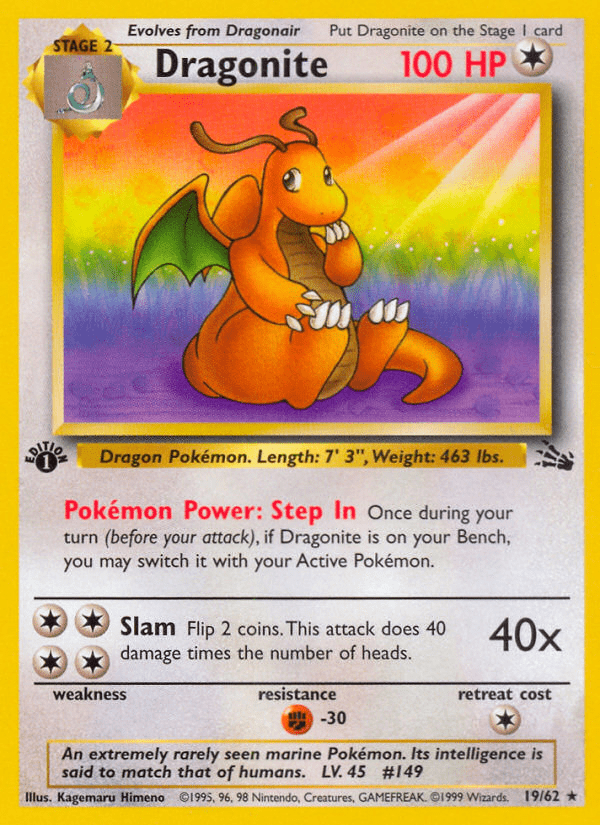 Dragonite (19/62) [Fossil 1st Edition] Pokemon Single Pokémon  | Multizone: Comics And Games