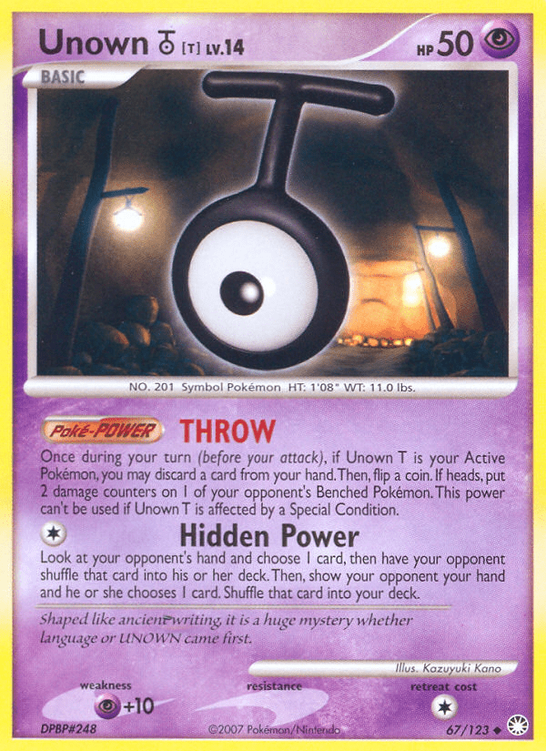 Unown T (67/123) [Diamond & Pearl: Mysterious Treasures] Pokemon Single Pokémon  | Multizone: Comics And Games