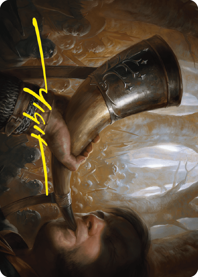 Horn of Gondor Art Card (Gold-Stamped Signature) [The Lord of the Rings: Tales of Middle-earth Art Series] MTG Single Magic: The Gathering  | Multizone: Comics And Games