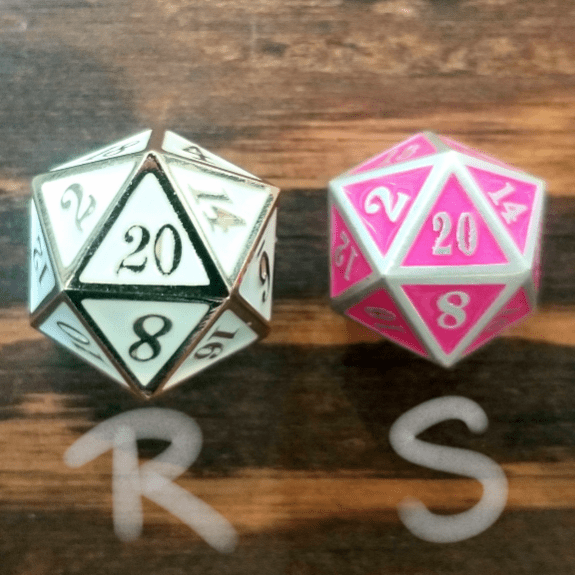 Small Pink Silverlined Metal Dice Dice The Forge  | Multizone: Comics And Games
