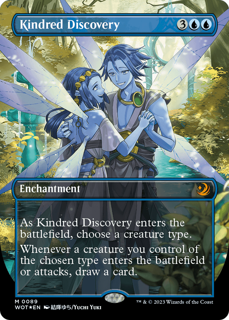 Kindred Discovery (Anime Borderless) (Confetti Foil) [Wilds of Eldraine: Enchanting Tales] MTG Single Magic: The Gathering  | Multizone: Comics And Games