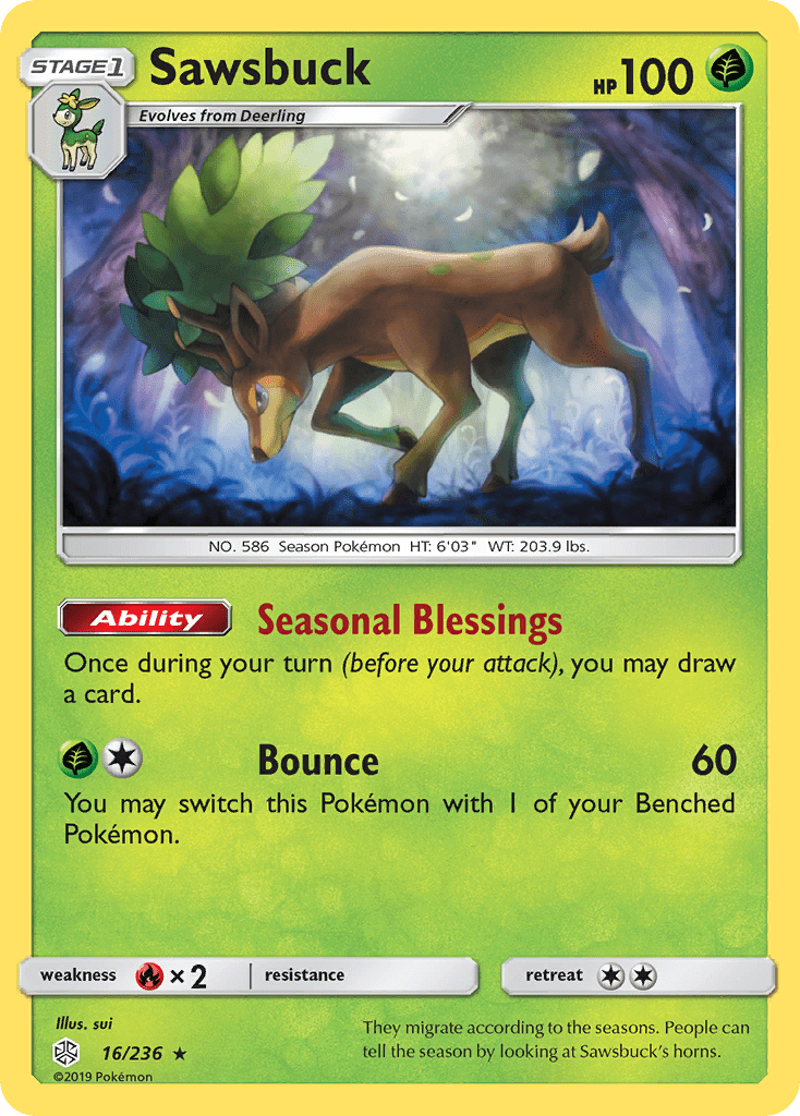 Sawsbuck (16/236) [Sun & Moon: Cosmic Eclipse] Pokemon Single Pokémon  | Multizone: Comics And Games