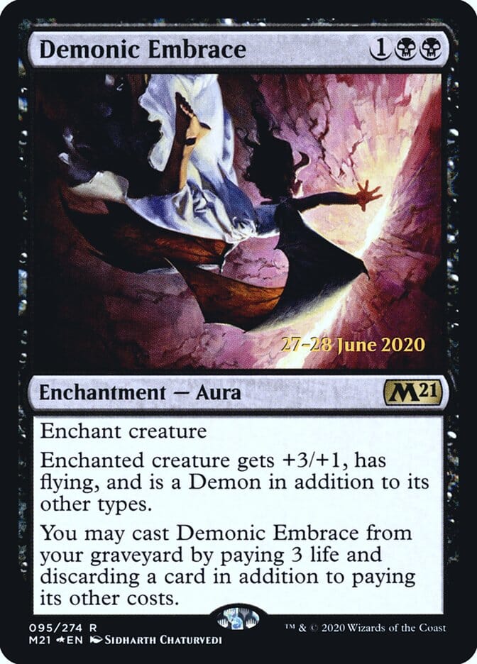 Demonic Embrace [Core Set 2021 Prerelease Promos] MTG Single Magic: The Gathering  | Multizone: Comics And Games