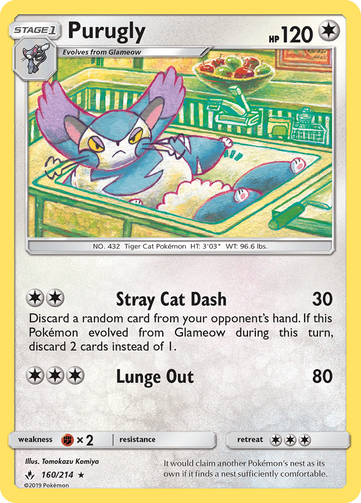 Purugly (160/214) [Sun & Moon: Unbroken Bonds] Pokemon Single Pokémon  | Multizone: Comics And Games