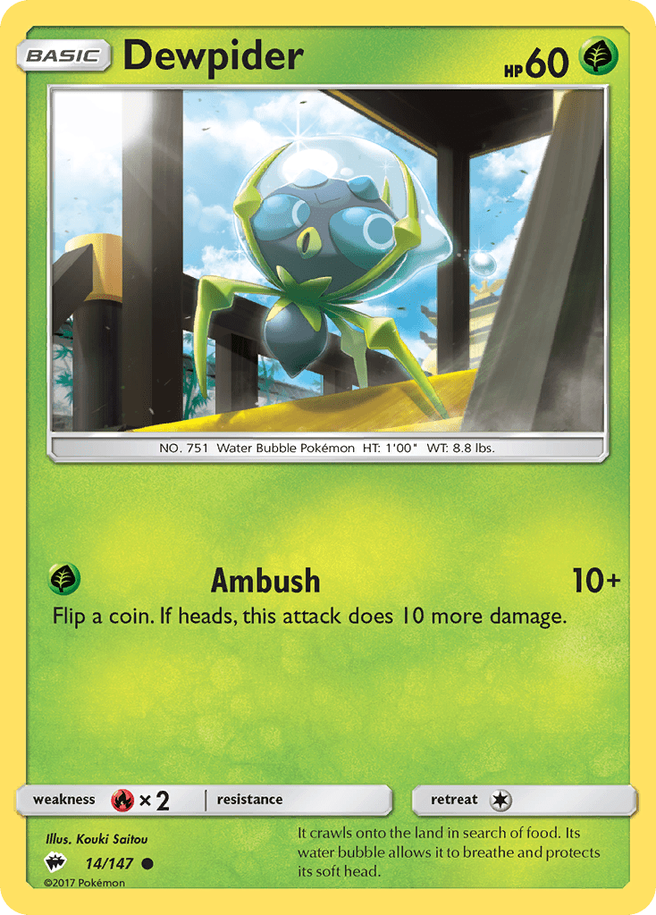 Dewpider (14/147) [Sun & Moon: Burning Shadows] Pokemon Single Pokémon  | Multizone: Comics And Games