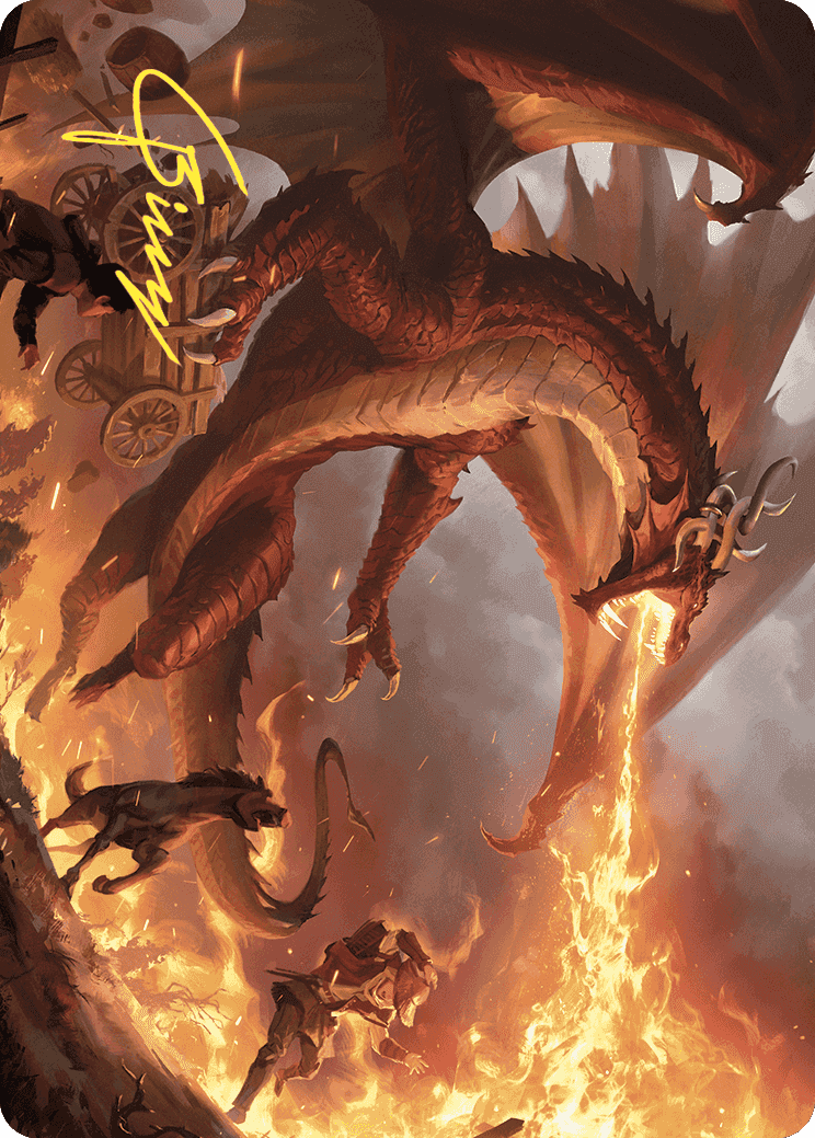 Realm-Scorcher Hellkite Art Card (Gold-Stamped Signature) [Wilds of Eldraine Art Series] MTG Single Magic: The Gathering  | Multizone: Comics And Games