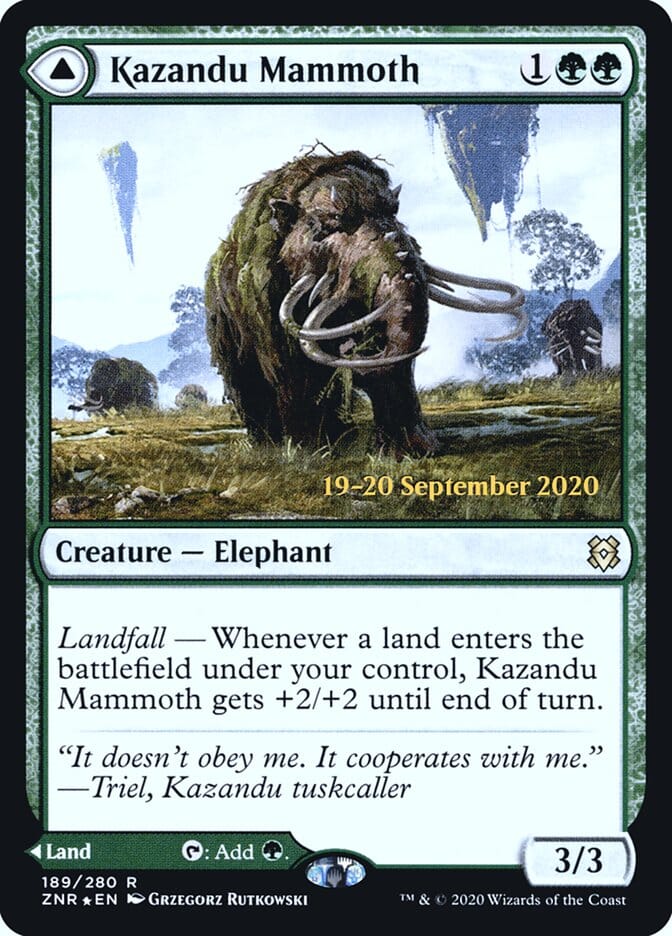 Kazandu Mammoth // Kazandu Valley [Zendikar Rising Prerelease Promos] MTG Single Magic: The Gathering  | Multizone: Comics And Games