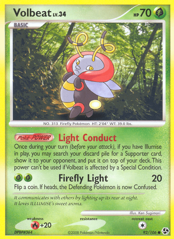 Volbeat (92/106) [Diamond & Pearl: Great Encounters] Pokemon Single Pokémon  | Multizone: Comics And Games