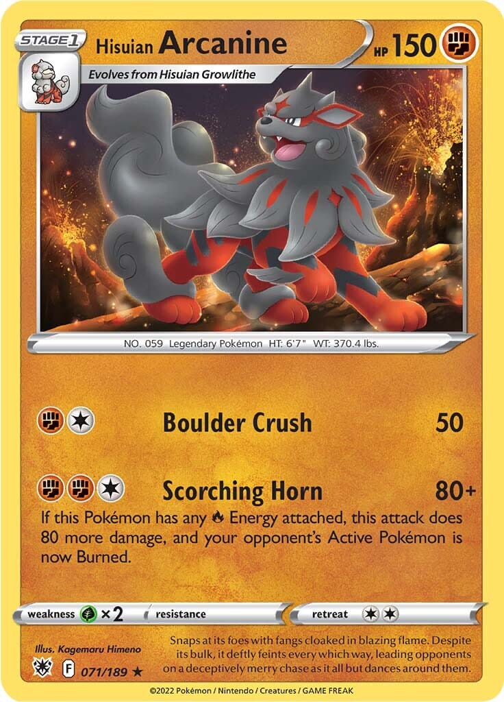 Hisuian Arcanine (071/189) [Sword & Shield: Astral Radiance] Pokemon Single Pokémon  | Multizone: Comics And Games