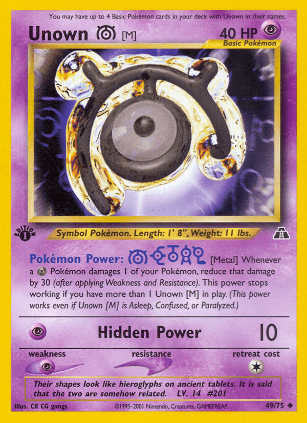 Unown [M] (49/75) [Neo Discovery 1st Edition] Pokemon Single Pokémon  | Multizone: Comics And Games