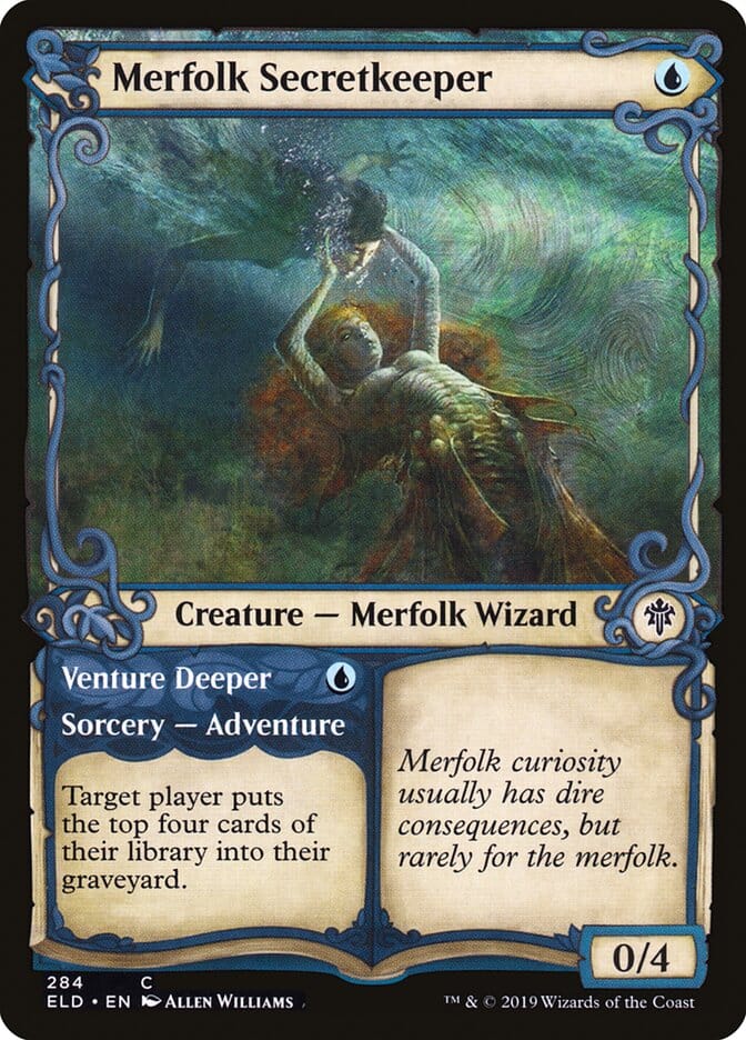 Merfolk Secretkeeper // Venture Deeper (Showcase) [Throne of Eldraine] MTG Single Magic: The Gathering  | Multizone: Comics And Games