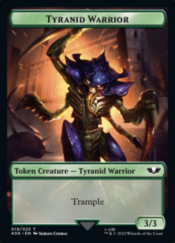 Tyranid (017) // Tyranid Warrior Double-sided Token (Surge Foil) [Universes Beyond: Warhammer 40,000 Tokens] MTG Single Magic: The Gathering  | Multizone: Comics And Games