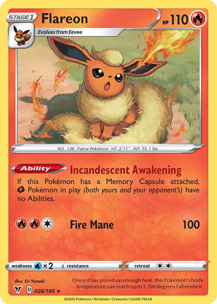 Flareon (026/185) [Sword & Shield: Vivid Voltage] Pokemon Single Pokémon  | Multizone: Comics And Games