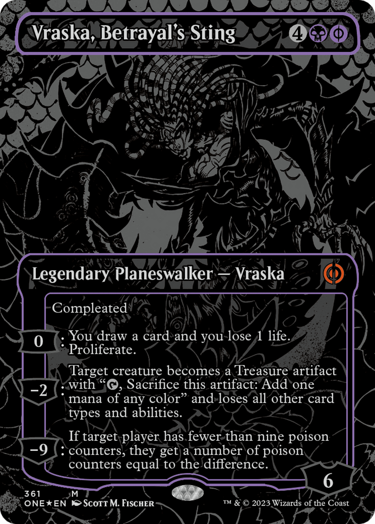 Vraska, Betrayal's Sting (Oil Slick Raised Foil) [Phyrexia: All Will Be One] MTG Single Magic: The Gathering  | Multizone: Comics And Games