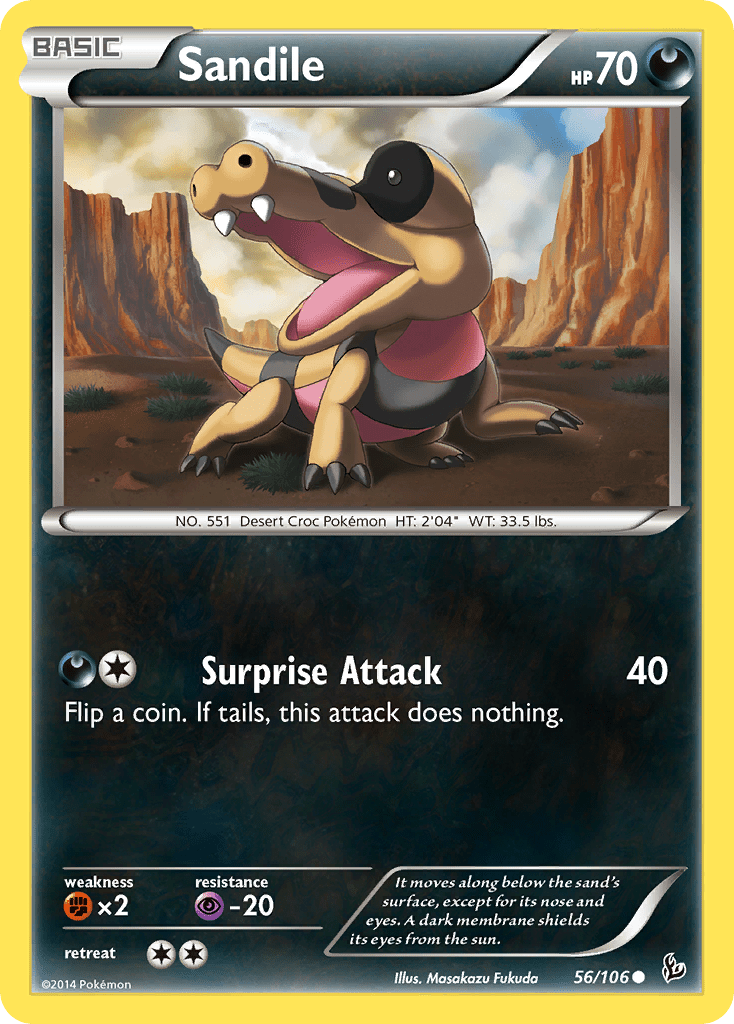 Sandile (56/106) [XY: Flashfire] Pokemon Single Pokémon  | Multizone: Comics And Games