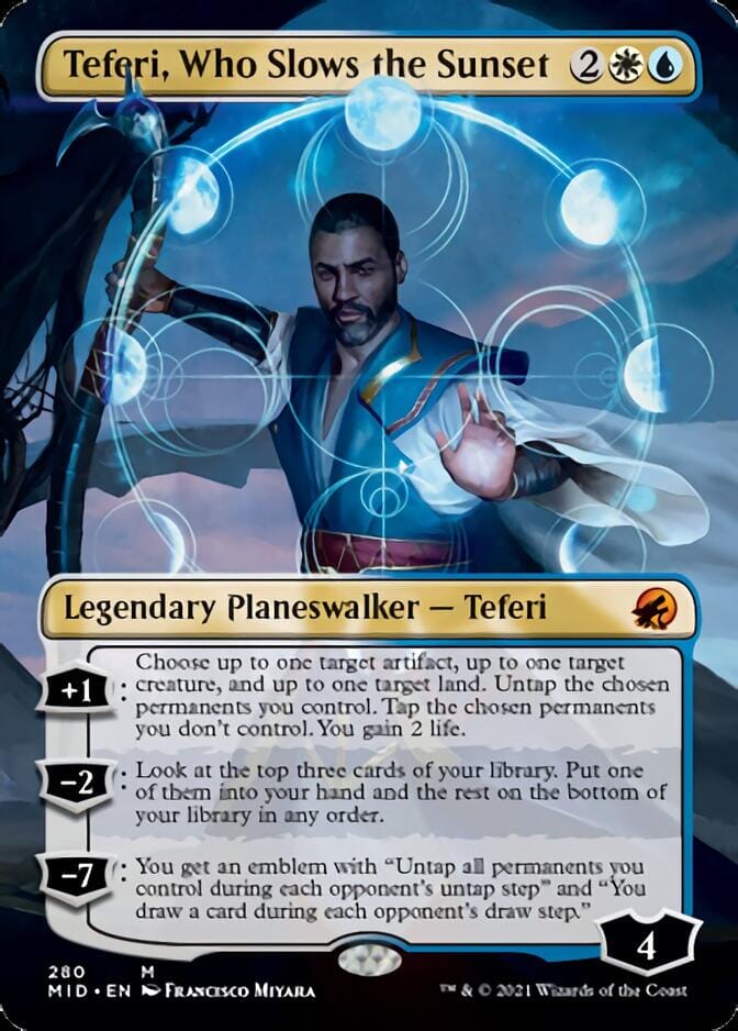 Teferi, Who Slows the Sunset (Borderless) [Innistrad: Midnight Hunt] MTG Single Magic: The Gathering  | Multizone: Comics And Games