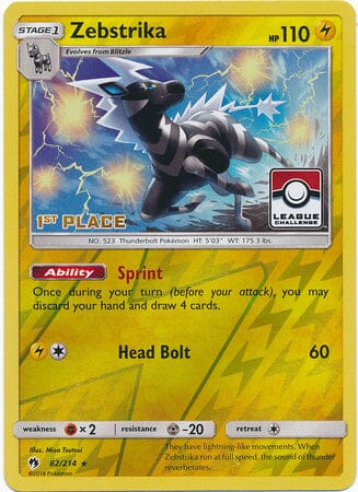 Zebstrika (82/214) (League Promo 1st Place) [Sun & Moon: Lost Thunder] Pokemon Single Pokémon  | Multizone: Comics And Games