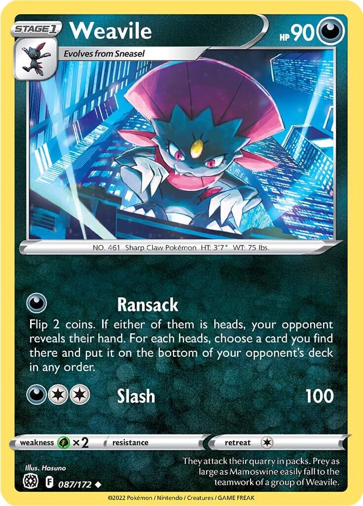 Weavile (087/172) [Sword & Shield: Brilliant Stars] Pokemon Single Pokémon  | Multizone: Comics And Games