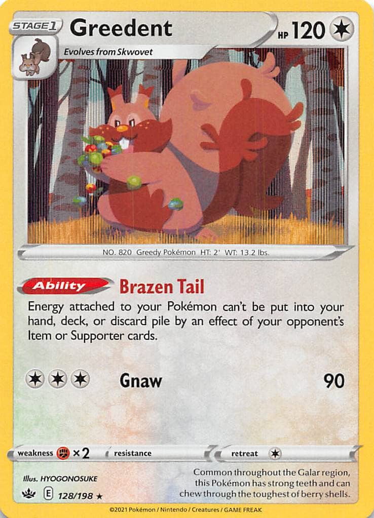 Greedent (128/198) [Sword & Shield: Chilling Reign] Pokemon Single Pokémon  | Multizone: Comics And Games
