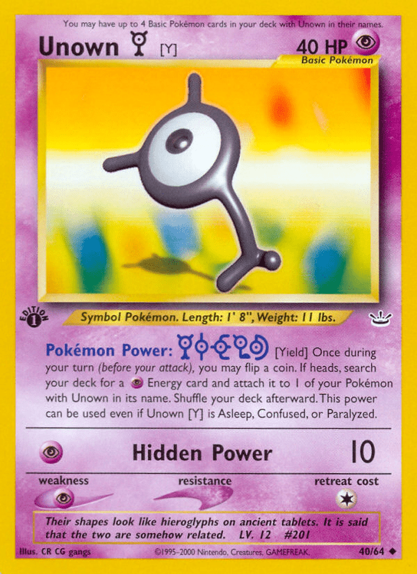 Unown [Y] (40/64) [Neo Revelation 1st Edition] Pokemon Single Pokémon  | Multizone: Comics And Games