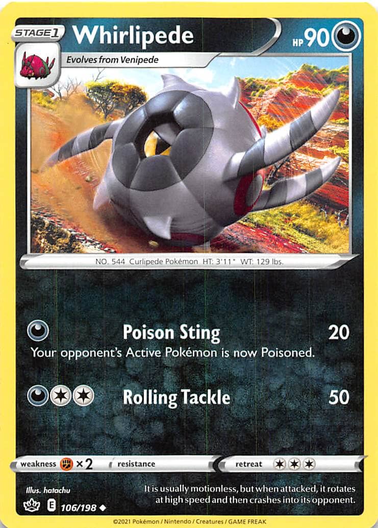 Whirlipede (106/198) [Sword & Shield: Chilling Reign] Pokemon Single Pokémon  | Multizone: Comics And Games