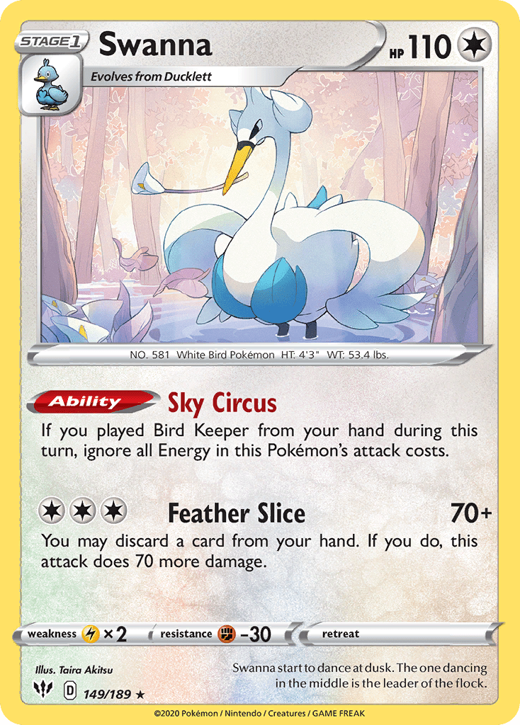 Swanna (149/189) [Sword & Shield: Darkness Ablaze] Pokemon Single Pokémon  | Multizone: Comics And Games