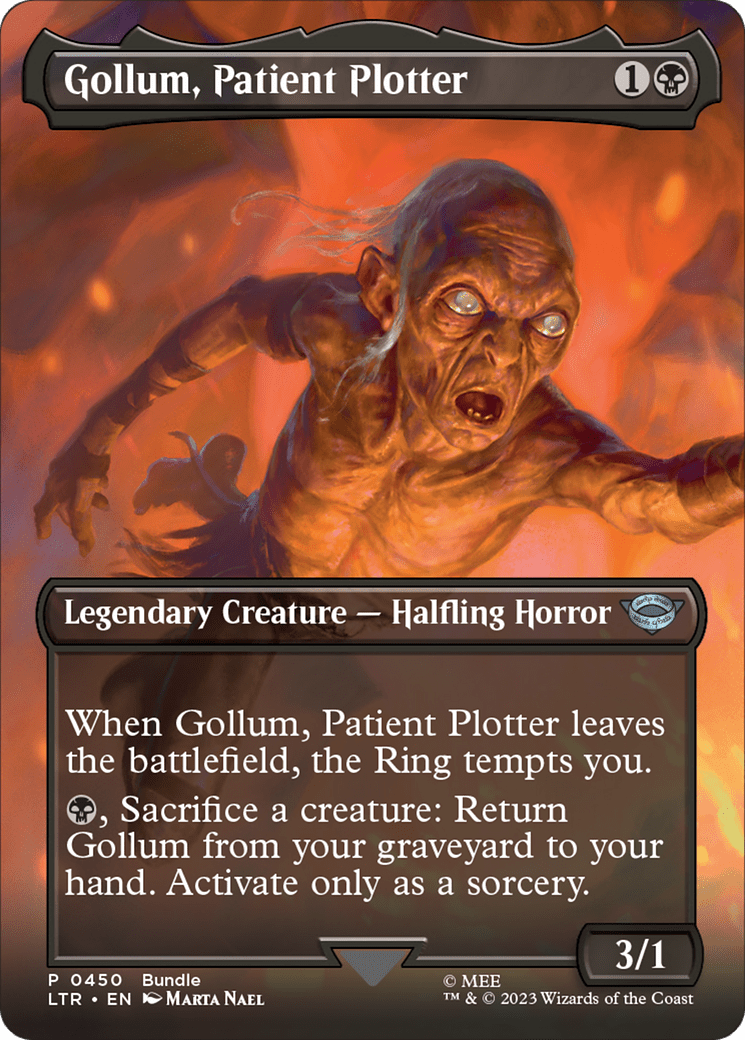 Gollum, Patient Plotter (Borderless Alternate Art) [The Lord of the Rings: Tales of Middle-Earth] MTG Single Magic: The Gathering  | Multizone: Comics And Games