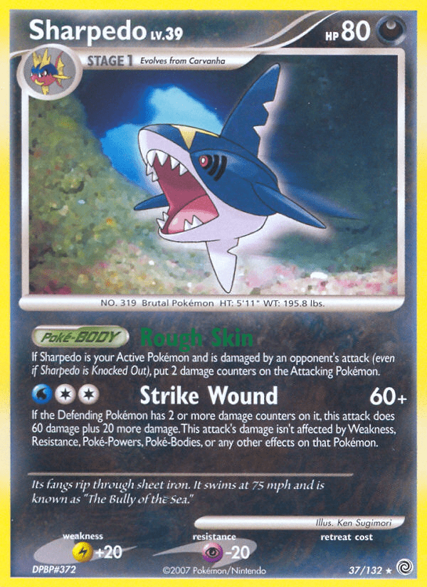 Sharpedo (37/132) [Diamond & Pearl: Secret Wonders] Pokemon Single Pokémon  | Multizone: Comics And Games