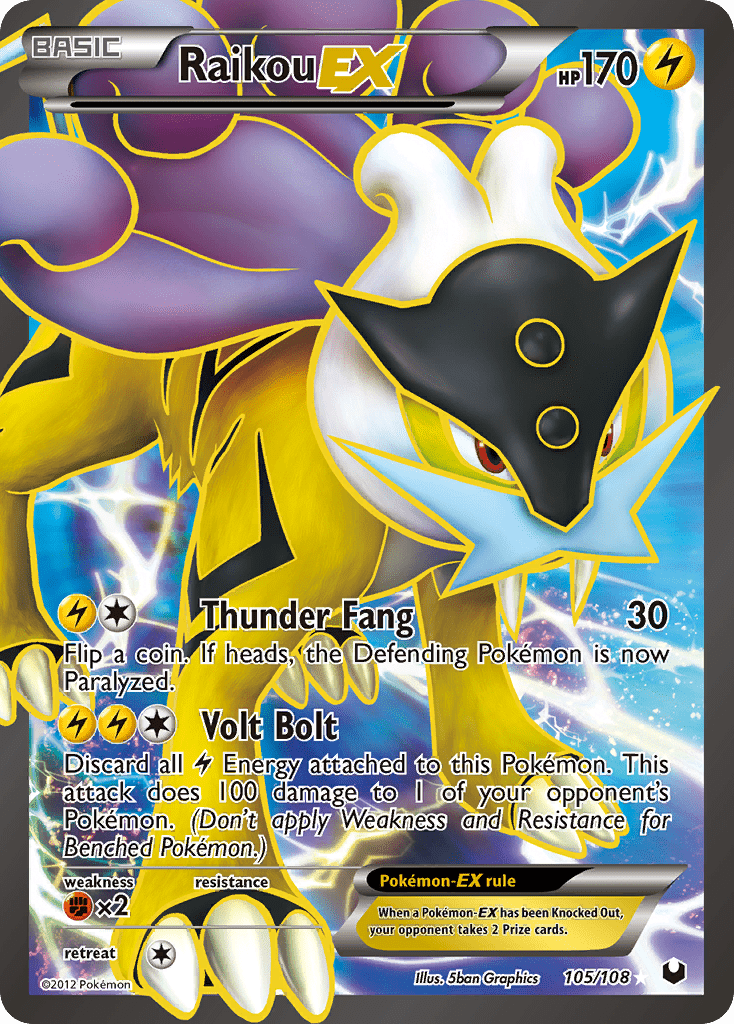 Raikou EX (105/108) [Black & White: Dark Explorers] Pokemon Single Pokémon  | Multizone: Comics And Games