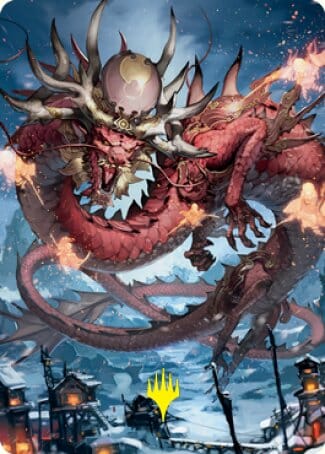 Atsushi, the Blazing Sky 2 Art Card (Gold-Stamped Signature) [Kamigawa: Neon Dynasty Art Series] MTG Single Magic: The Gathering  | Multizone: Comics And Games